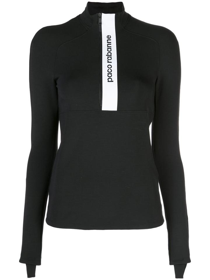 Paco Rabanne Half Zip Logo Sweatshirt - Black