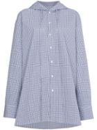 Blindness Check Shirt With Hood - Blue