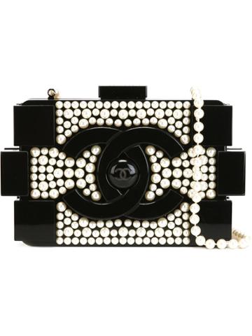 Chanel Vintage 'brick' Artificial Pearls Clutch - Black