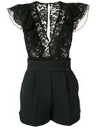 Elisabetta Franchi Sleeveless Lace Playsuit - Black