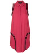 Versus Striped Detail Shirt Dress - Red