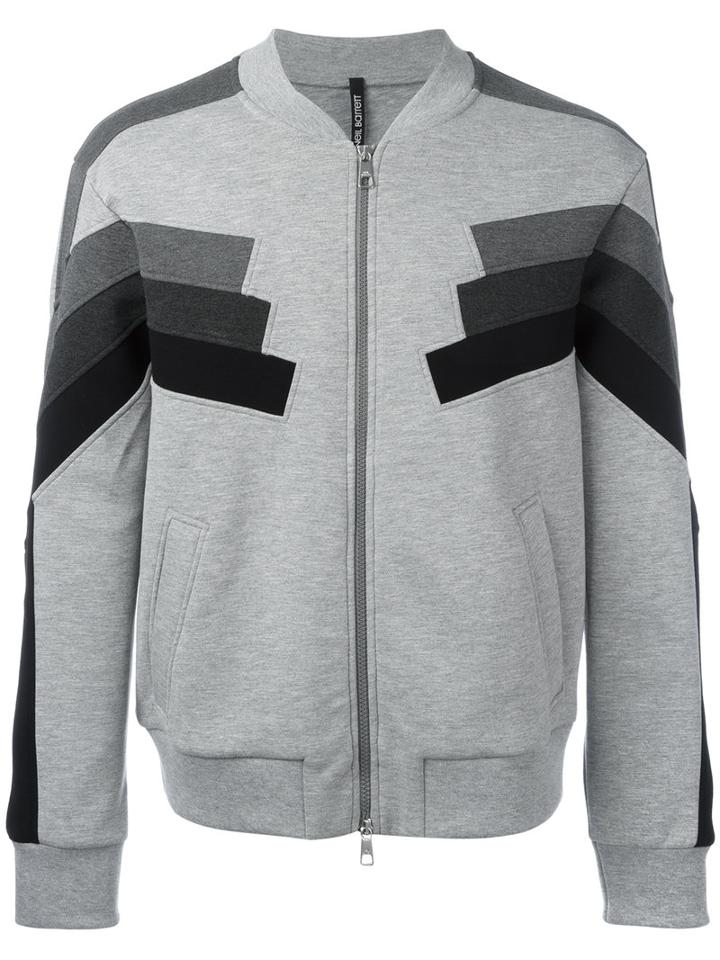 Neil Barrett - Zip-up Knitted Sweater - Men - Cotton/polyurethane/spandex/elastane/viscose - Xl, Grey, Cotton/polyurethane/spandex/elastane/viscose