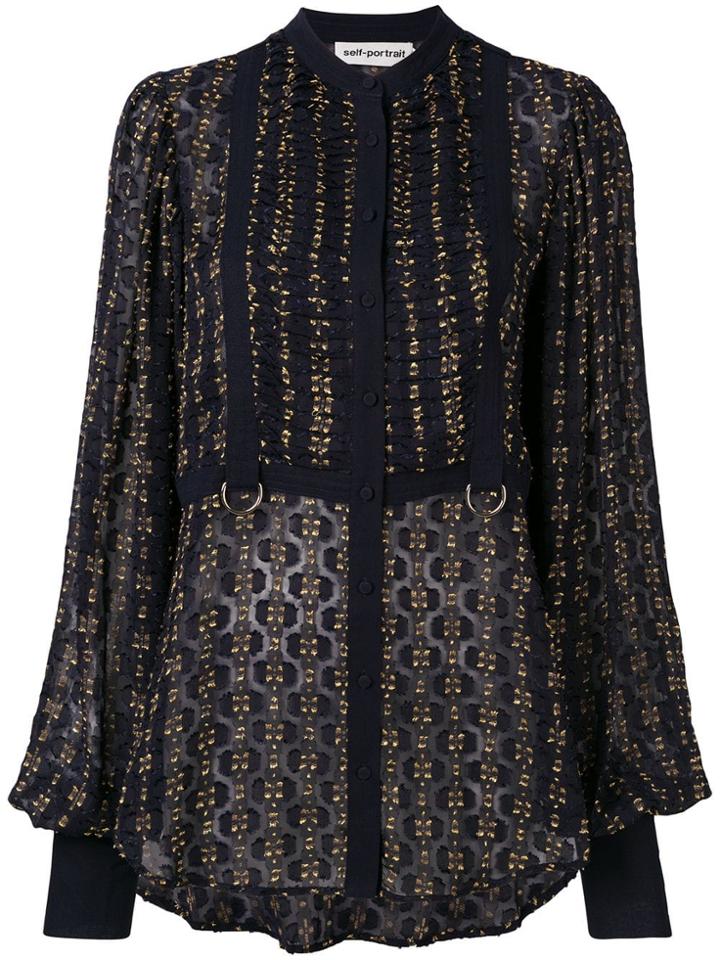 Self-portrait Pleat Detail Blouse - Blue