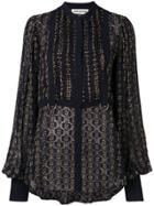 Self-portrait Pleat Detail Blouse - Blue