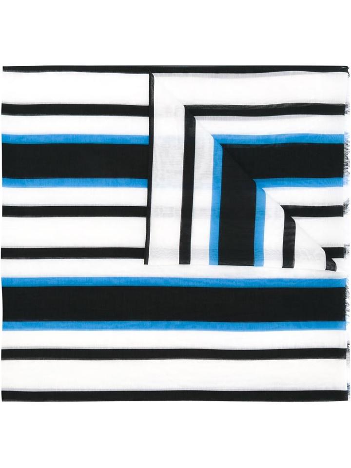 Dolce & Gabbana Striped Scarf, Women's, Blue, Cotton/silk