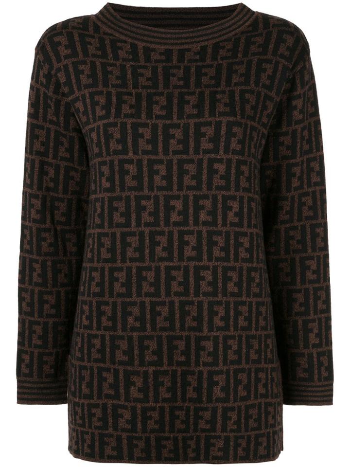 Fendi Pre-owned Ff Logo Jumper - Brown