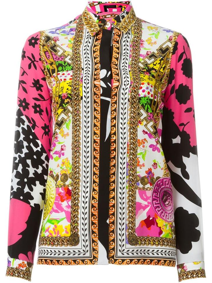 Versace Floral Baroque Print Shirt, Women's, Size: 42, Silk
