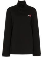 Ader Error Turtle Neck Logo Print Cotton Jumper - Black