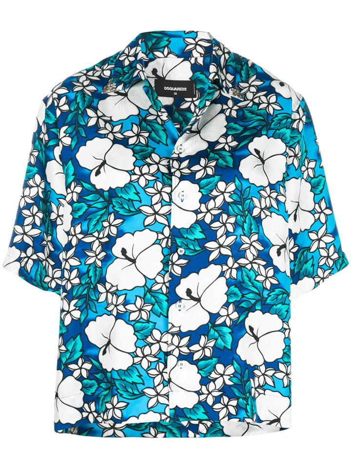 Dsquared2 Hawaiian Print Shirt - Blue
