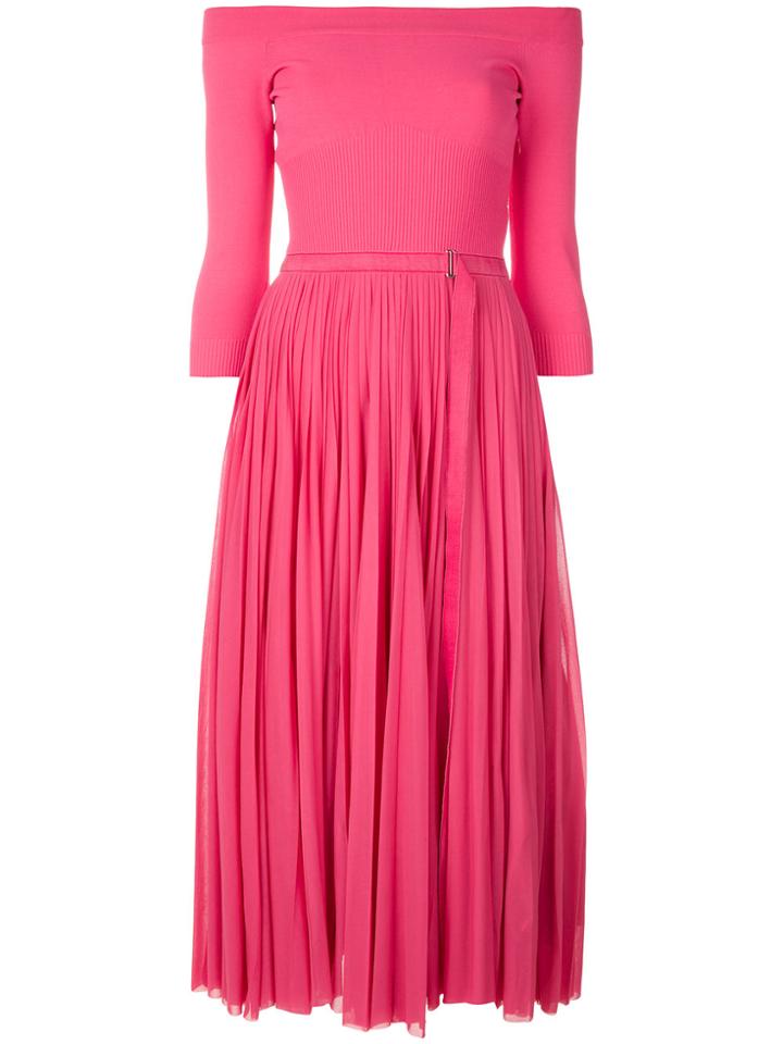 Alexander Mcqueen Pleated Midi Dress - Pink & Purple