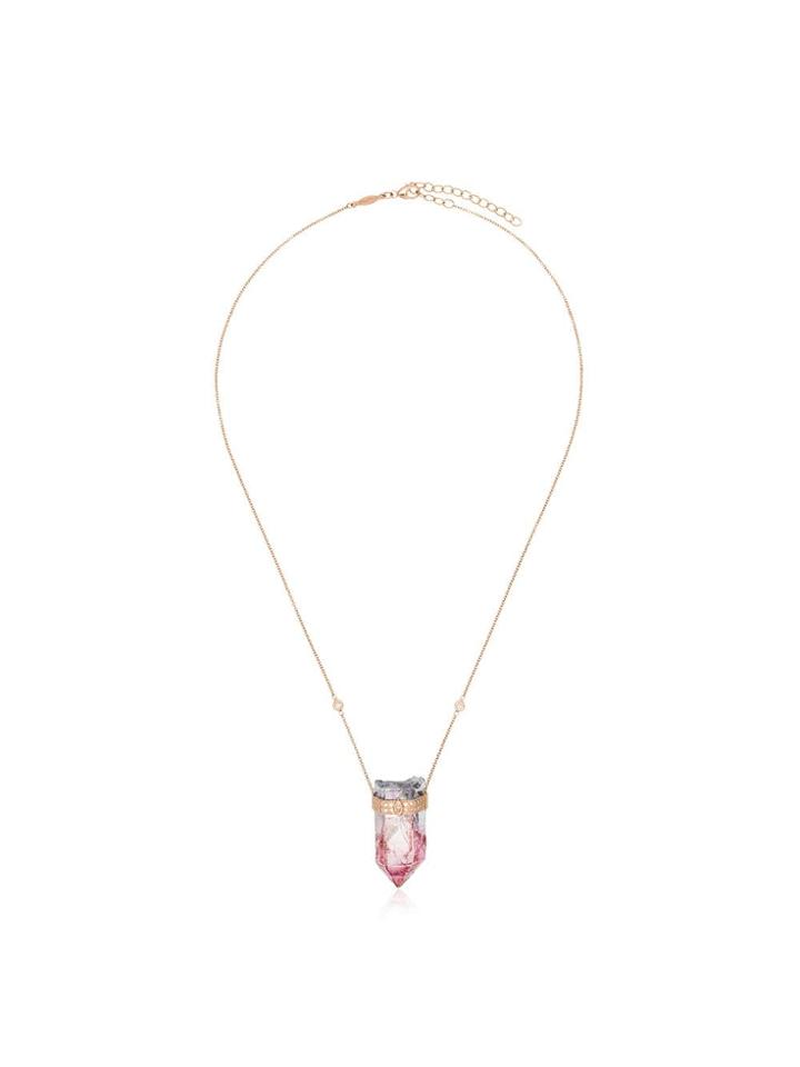 Jacquie Aiche Crystal Hanging Pendant Necklace - Rose Gold
