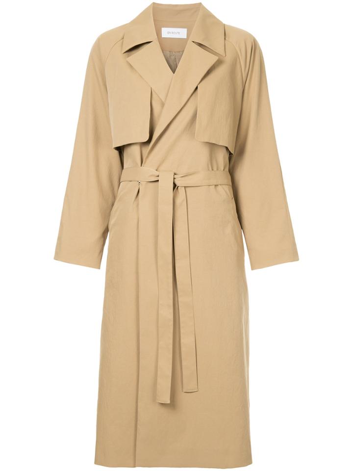 En Route Belted Trench Coat - Brown