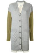 Mm6 Maison Margiela Colour Block Cardigan, Women's, Size: Large, Grey, Cotton
