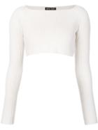 Baja East Ribbed Crop Top, Women's, Size: 00, White, Cashmere