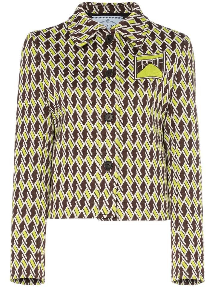 Prada Psychedelic Print Button Up Jacket - Green