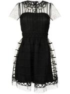 Red Valentino Embroidered Tulle Mini Dress - Black
