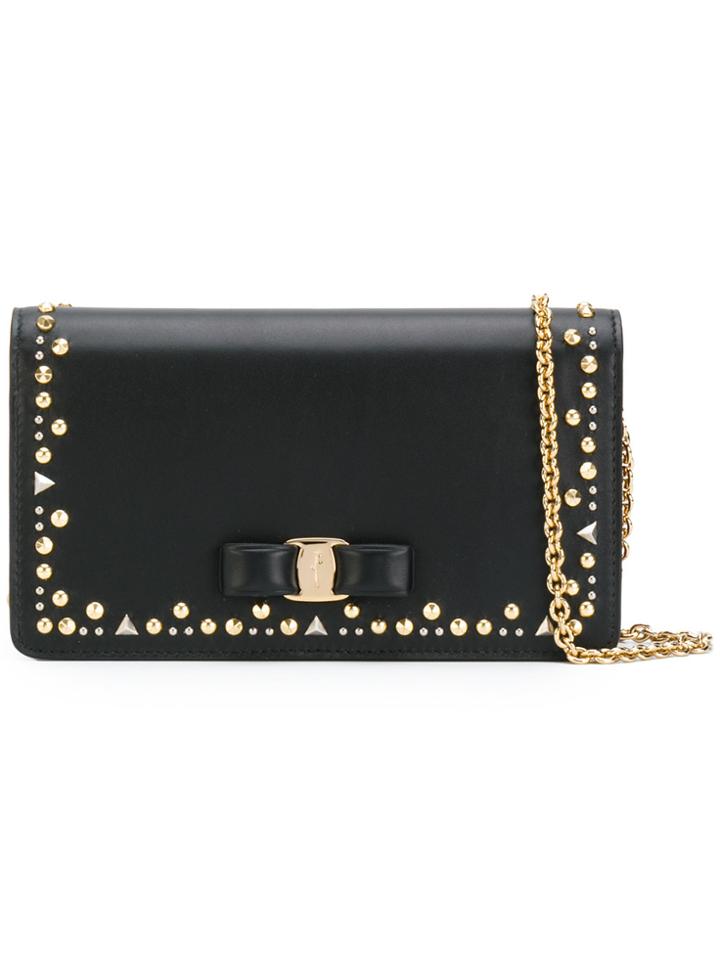Salvatore Ferragamo Studded Vara Chain Wallet - Black