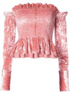 Petersyn Off-shoulder Frill Detail Crop Top - Pink & Purple