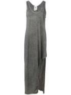 Lost & Found Rooms Slit Trim Long Dress, Women's, Size: Large, Grey, Cotton