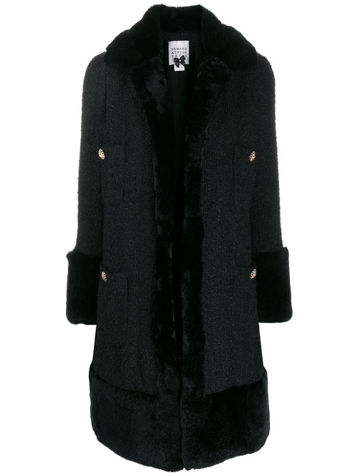Edward Achour Paris Single-breasted Fitted Coat - Black