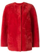 P.a.r.o.s.h. Collarless Shift Fur Jacket - Red