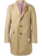Thom Browne Single Breasted Coat, Men's, Size: 4, Nude/neutrals, Cotton/polyester/cupro