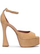 Amina Muaddi Bianca Platform Sandals - Brown