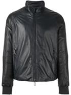 Emporio Armani High Neck Zipped Jacket, Men's, Size: Medium, Blue, Lamb Skin/polyester/cotton