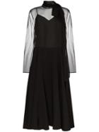 Valentino Tie-neck Silk Midi Dress - Black