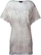 Avant Toi Semi Sheer Asymmetric Knitted T-shirt, Women's, Size: Medium, Nude/neutrals, Linen/flax