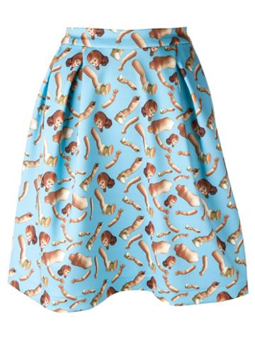 Giorgia Fiore Doll Print Skirt, Women's, Size: 38, Blue, Polyester/spandex/elastane