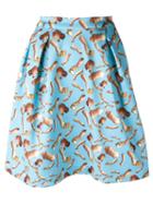 Giorgia Fiore Doll Print Skirt, Women's, Size: 38, Blue, Polyester/spandex/elastane
