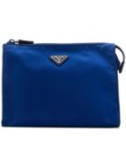 Prada Zipped Wash Bag - Blue