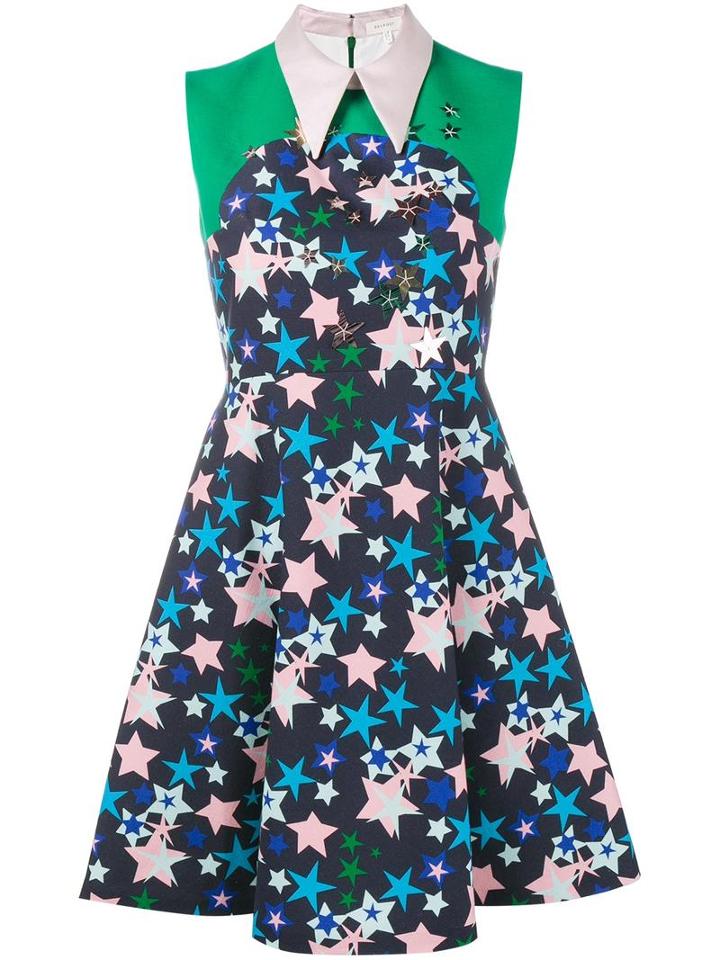 Delpozo Star-print Collared Dress, Women's, Size: 40, Blue, Cotton/polyester/metallized Polyester
