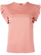 Red Valentino Pleated Panel Blouse - Pink & Purple