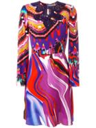 Roberto Cavalli Abstract Print Flared Dress, Women's, Size: 40, Silk