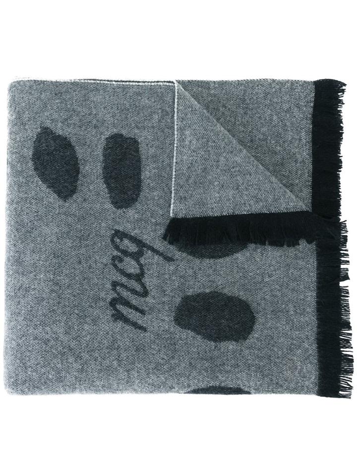 Mcq Alexander Mcqueen Tribal Markings Print Scarf, Women's, Grey, Polyamide/wool