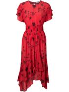 Preen Line Floral Print Asymmetric Dress - Red