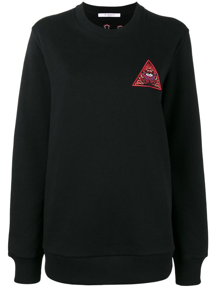 Givenchy - Embroidered Black Long Sleeved Sweatshirt - Women - Cotton/polyester - L, Cotton/polyester