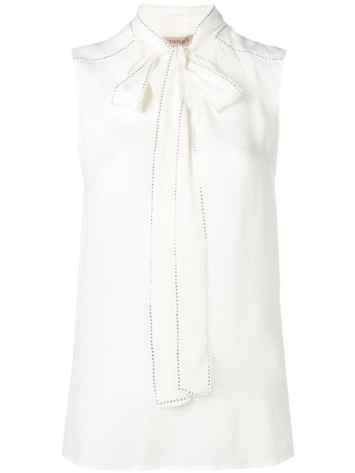 Twin-set Neck Tie Blouse - White