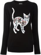 Markus Lupfer Embellished Cat Sweater, Women's, Size: L, Black, Cotton
