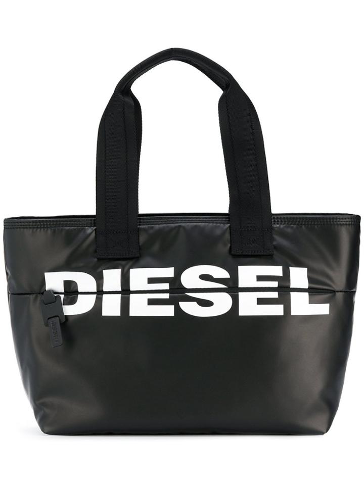 Diesel Printed Logo Shopper - Black