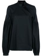 Wandering Cut-detail Long Sleeve Blouse - Black