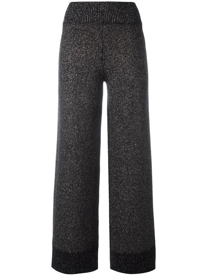 Bella Freud 'sparkle' Wide-leg Trousers, Women's, Size: Xs, Black, Nylon/wool/metallic Fibre