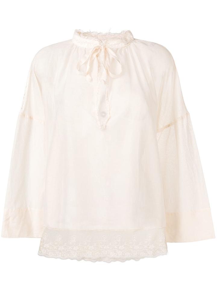 Semicouture Lace Trimmed Blouse - Neutrals