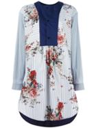 Antonio Marras Contrast-bib Shirt Dress, Women's, Size: 40, Blue, Cotton/polyamide/spandex/elastane