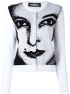 Jeremy Scott Face Print Cardigan, Women's, Size: 38, White, Cotton