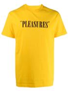 Pleasures Logo Print Crew Neck T-shirt - Yellow