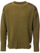 Factotum Contrast Shoulder Fine Knit Jumper, Men's, Size: 48, Green, Cotton