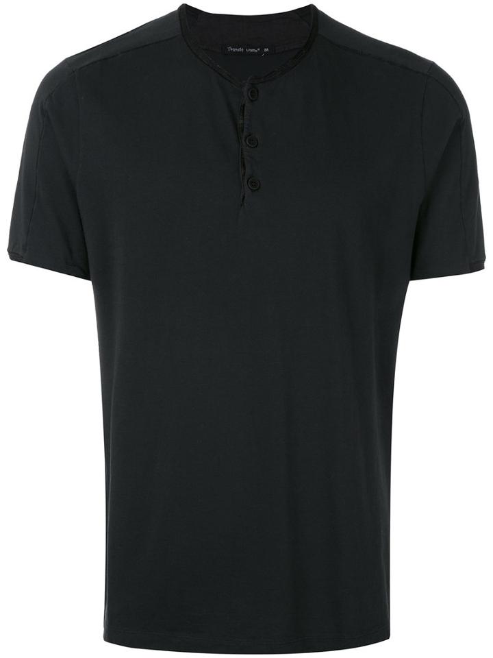 Transit - Buttoned Round Neck T-shirt - Men - Cotton/linen/flax - S, Black, Cotton/linen/flax